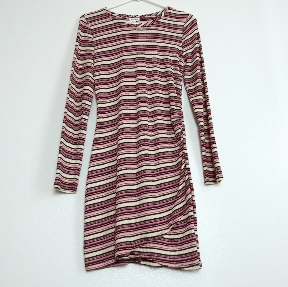 Love,Fire Striped Knit Form Fit Dress Size M Multi